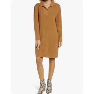 Treasure & Bond Women's Long Sleeve Mock Neck Sweater Dress Size XXS fit bigger